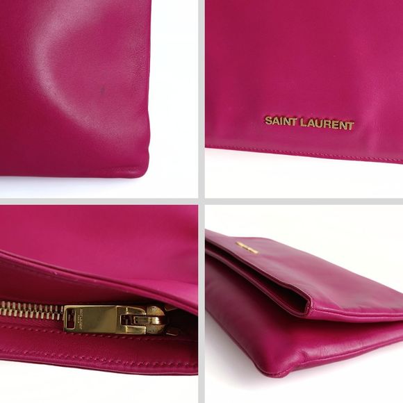 SAINT LAURENT Saint Laurent Saint Laurent maxi clutch bag in fuchsia leather wit - Picture 5 of 7